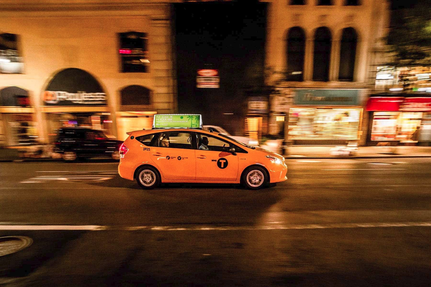 New York City at Night Yellow Cab