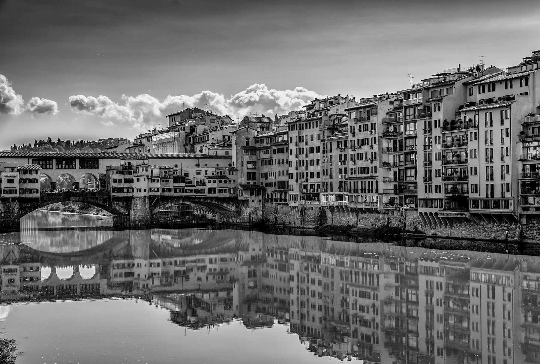 Italy Tuscany black&white Florence Arno River